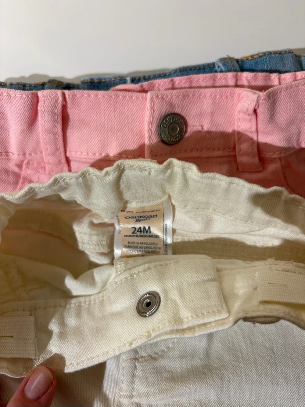 OshKosh Toddler Girls White, Pink, Jean Shorts 24 months